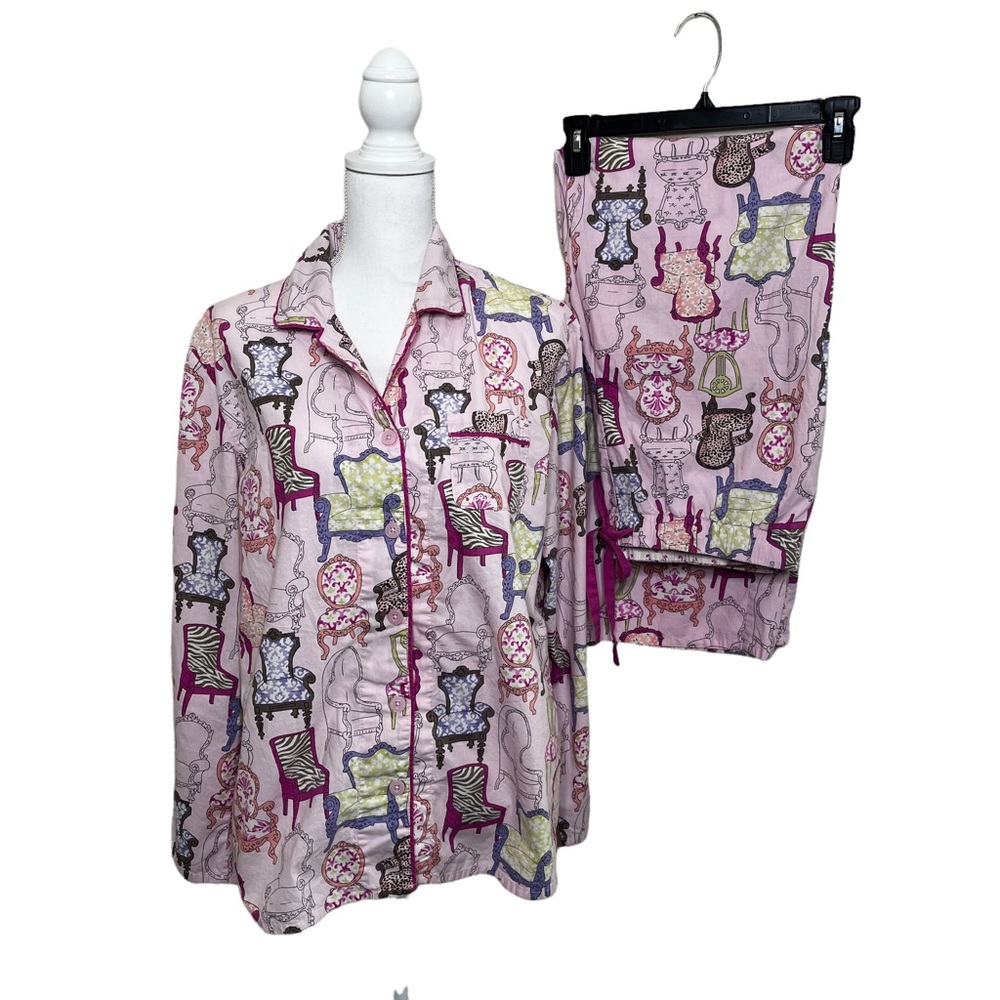 NICK  & NORA 1990's Vintage Chairs Cotton Pajama Set